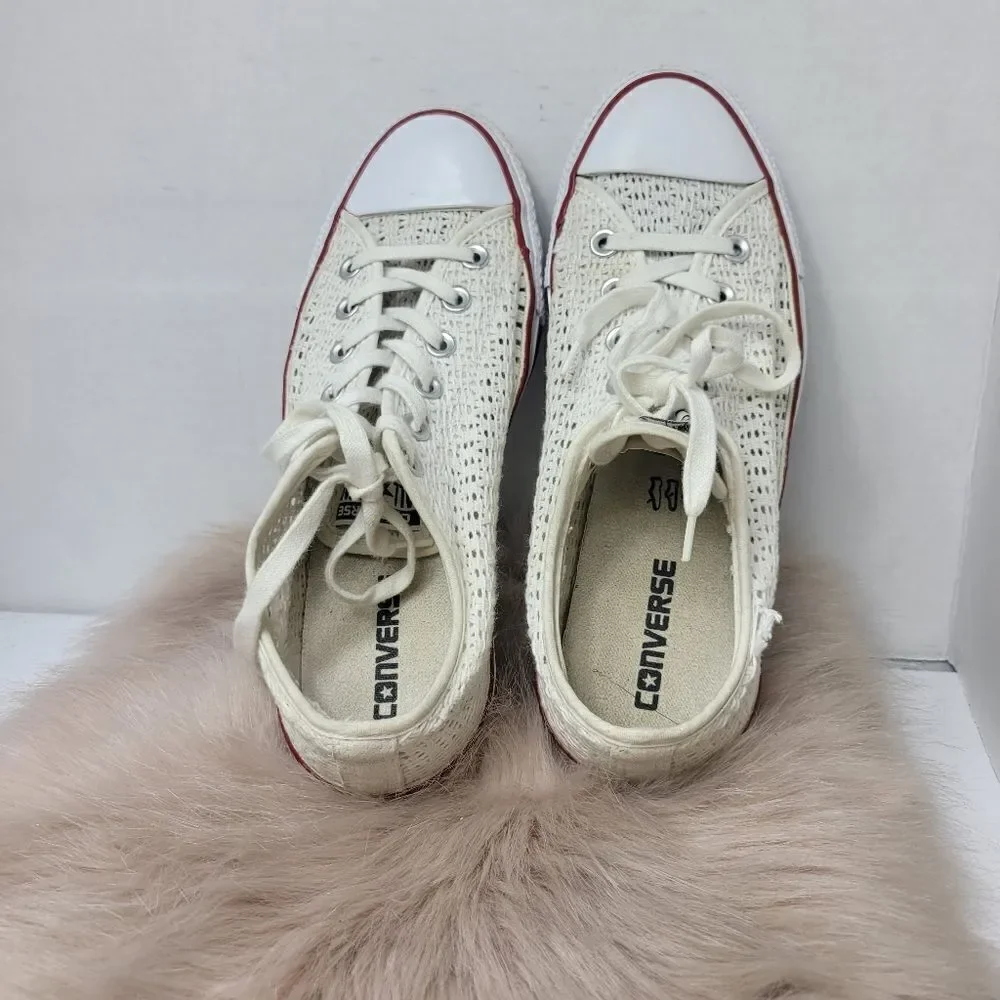 Converse All Star Women's Crochet Lace White Low Sneaker Shoes Size 9.5